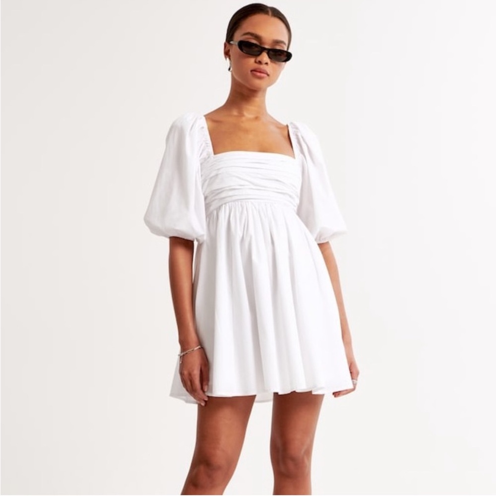 Abercrombie Emerson Ruched Puff Sleeve Mini Dress